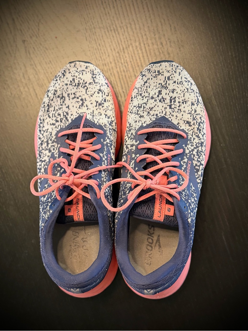 Brooks Running Shoes in Navy and Coral Pink - Picture 2 of 3